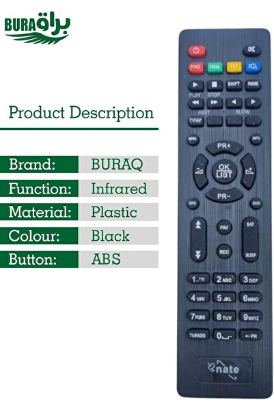 Burak Replacement Remote Control for Net Receiver with TV, Radio and Favorites Shortcut Keys - Black