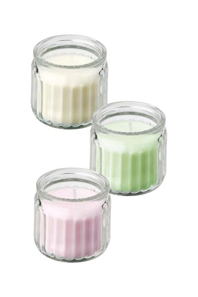 Generic Set of 3 Scented Candles in Glass – Vanilla, Apple, Jasmine (12-Hour Burn Time)