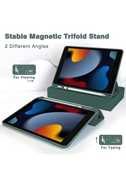 Generic Magnetic Smart Stand Case for iPad 10.2 7/3/9 Gen—Tri-Fold Auto Sleep/Wake Protective Cover