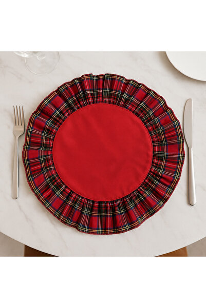 Soft Kare New Year Patterned Ruffled Placemat – Stylish and High-Quality Table Decor Placemat