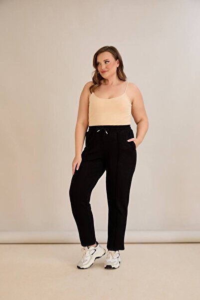 TUSSE Elegant Women's Elastic Waist Solid Color Plus Size Steel Reinforced Sports Sweatpants Trousers