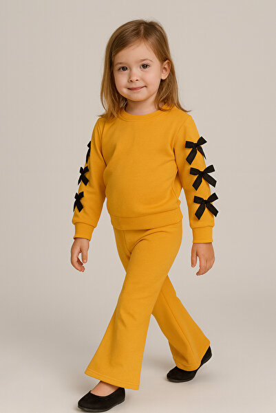 aden kids Σετ κοριτσιού με φιόγκο στα μανίκια, ισπανικό στυλ, μπλούζα και παντελόνι