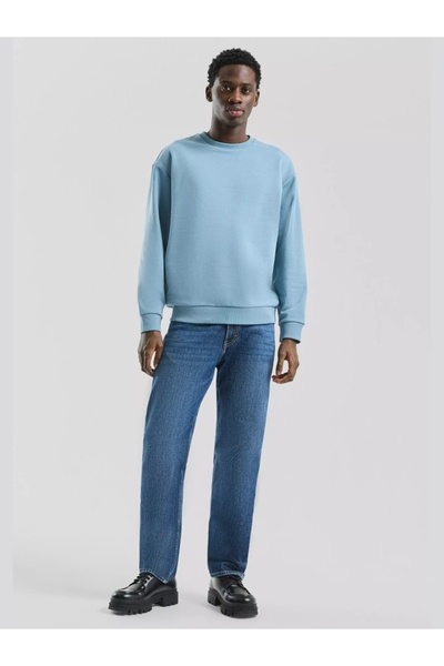 QS by s.Oliver Q/S by s.Oliver Men's crew neck sweatshirt with chest logo, Light blue