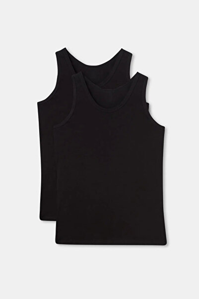 Dagi 2-Pack, 100% Cotton Combed, Men's Undershirt, Wide Neck, Black