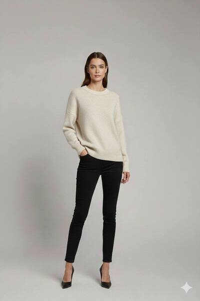 LECTUEL Crew Neck Oversize Knitwear Sweater