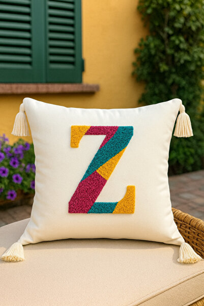 SAYMİNE Letter Z Punch Throw Pillow Case Colorful Letter Model