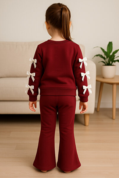 aden kids Spanish-Style Flared Pants with Bow Detail on the Sleeves, Girls' Top and Bottom Set
