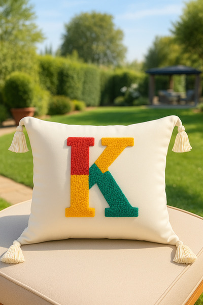 SAYMİNE Letter K Punch Throw Pillow Cover Colorful Letter Model
