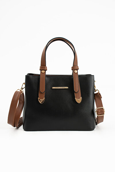 Sanmorris Women's 4 Compartment Simple Stylish Shoulder and Hand Bag with Gold Accessories