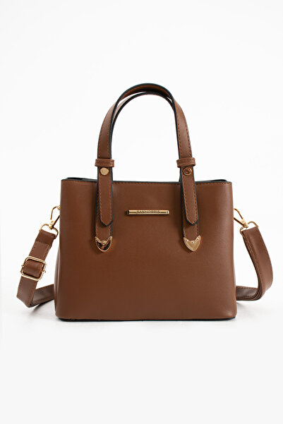 Sanmorris Women's 4 Compartment Simple Stylish Shoulder and Hand Bag with Gold Accessories