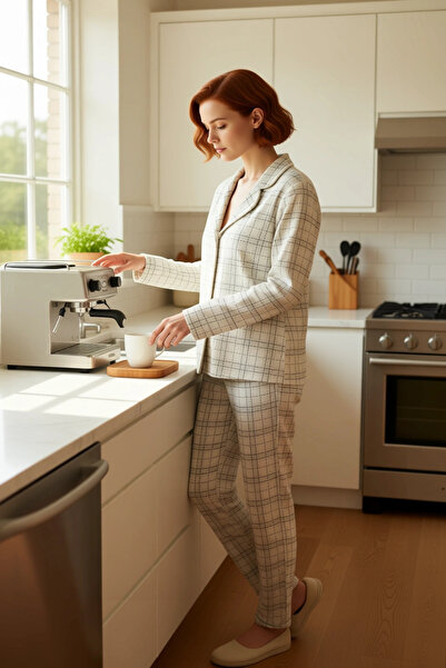 PayBuy Women's Plaid Shirt Collar Pajama Set Functional Durable Quality Comfortable Aesthetic Sport