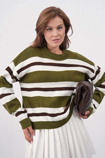 Noi Belis Soft Textured Color Block Oversized Knitwear Sweater Aw25Kz0100