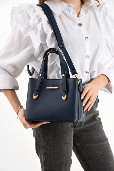 Sanmorris Women's 4 Compartment Simple Stylish Shoulder and Hand Bag with Gold Accessories