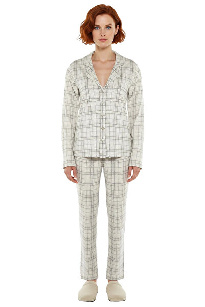 PayBuy Women's Plaid Shirt Collar Pajama Set Functional Durable Quality Comfortable Aesthetic Sport