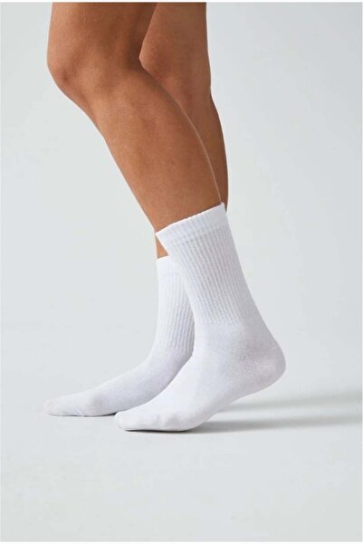 EfemİcGiyim Unisex Plain White Tennis Boy Socks 6 Pack