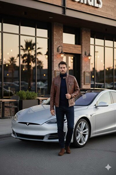 dicha Genuine Leather Men's Coat