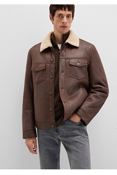Mavi Regular Fit Faux Leather Jacket with Faux Fur Detailing