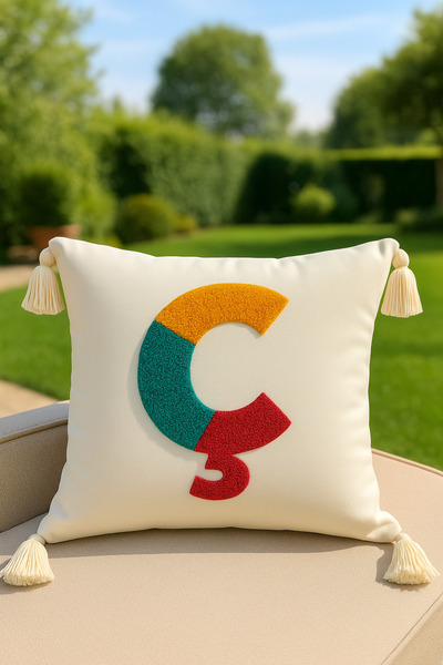 SAYMİNE Letter C Punch Pillow Case Colorful Letter Model