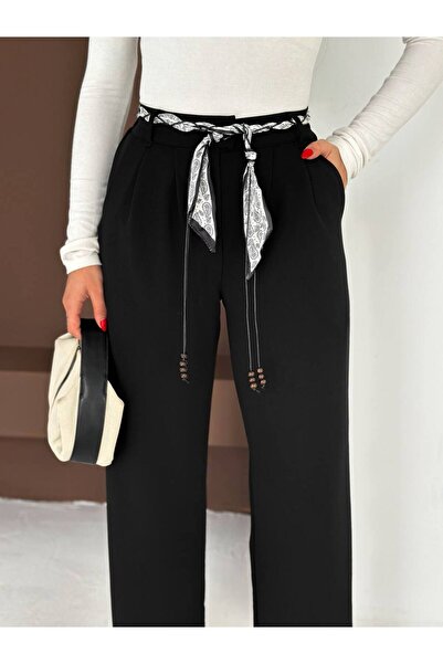 Noa Noa Scarf with Bead Detail and Flexible Waist Palazzo Pants