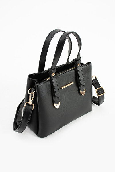 Sanmorris Women's 4 Compartment Simple Stylish Shoulder and Hand Bag with Gold Accessories