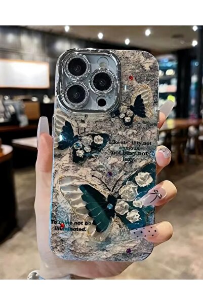 KILIF HOUSE حافظة منقوشة متوافقة مع آيفون 17 برو مع واقي عدسة مرصع بالأحجار