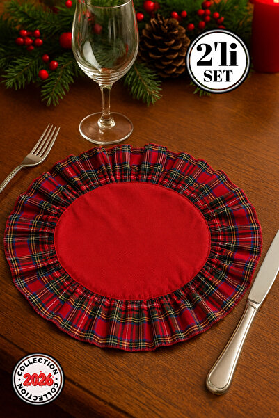 Soft Kare New Year Patterned Ruffled Placemat – Stylish and High-Quality Table Decor Placemat