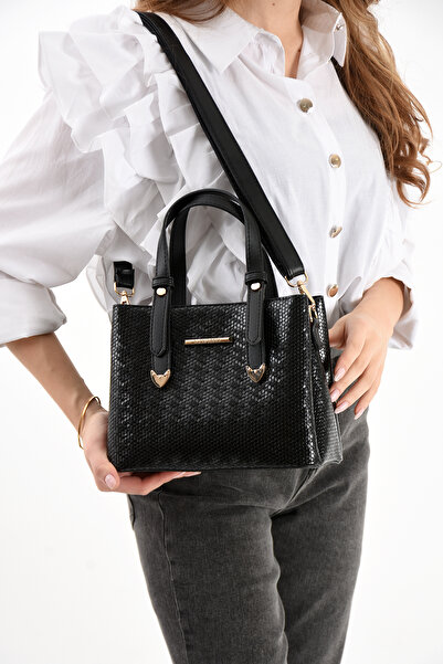 Sanmorris Women's 4 Compartment Simple Stylish Shoulder and Hand Bag with Gold Accessories