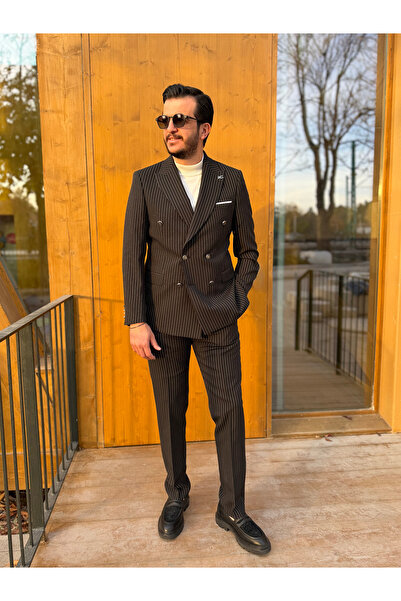 Avni Ceylan Italian Style Striped S Slim Fit K Double-Breasted Suit