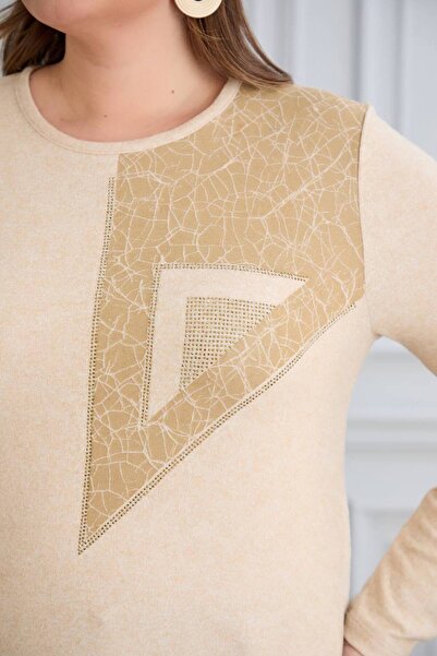 TUSSE Elegant Women's Soft Geometric Pattern Plus Size Cashmere Blouse Sweatshirt