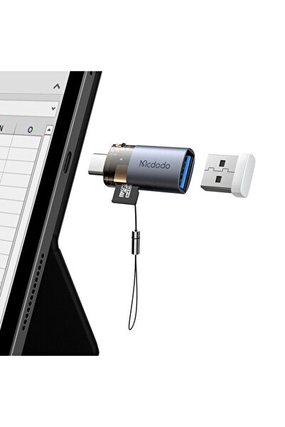 Mcdodo OT-7600 2-in-1 USB to Type-C OTG Adapter with TF Card Reader