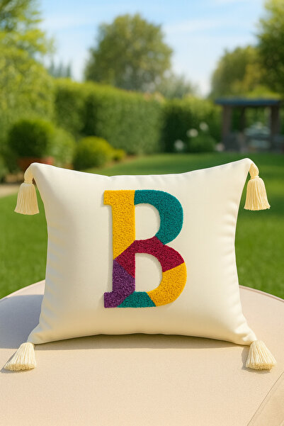 SAYMİNE غطاء وسادة على شكل حرف B، نموذج حرف ملون