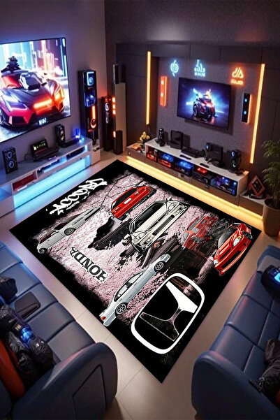 Reyhani Honda Cıvıc Desenli Kaymaz Taban Makinede Yıkanabilir Gamıng Salon Ha...