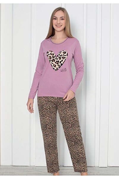 TOSKI Γυναικεία Πιτζάμα Μακρυμάνικη Παντελόνα Με animal print