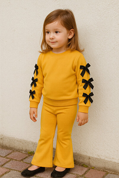 aden kids Σετ κοριτσιού με φιόγκο στα μανίκια, ισπανικό στυλ, μπλούζα και παντελόνι