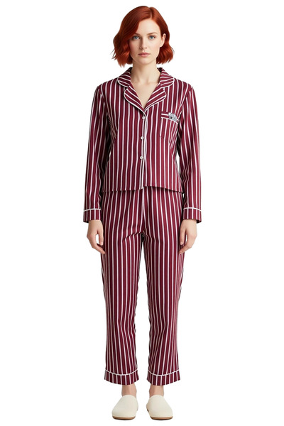 PayBuy Women's Light Striped Penguin Detailed Pajama Set Functional Durable Quality Comfortable Stylish