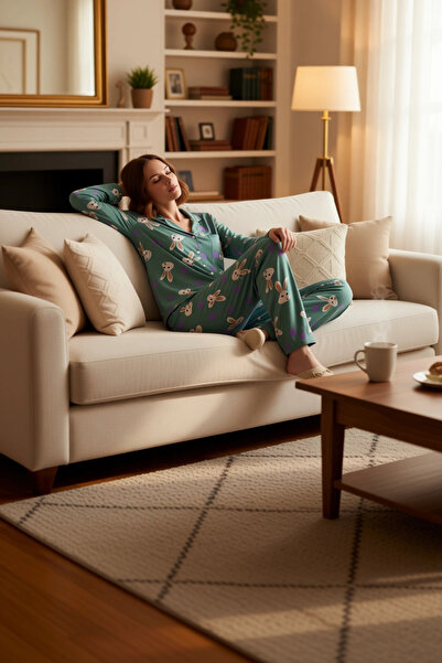 PayBuy Women's Viscose Rabbit Pattern Shirt Pants Pajama Set Functional Durable Quality Stylish