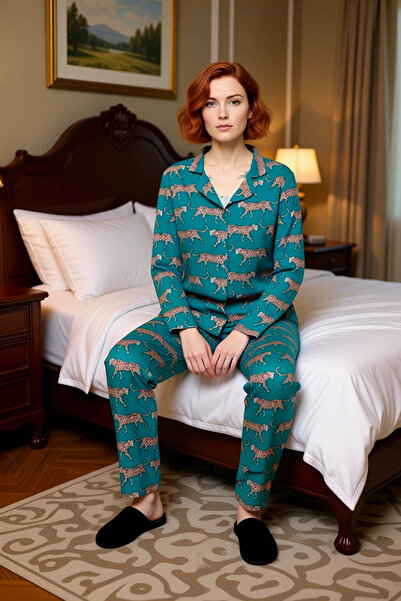 PayBuy Women's Tiger Pattern Shirt Collar Pajama Set Functional Durable Quality Comfortable Stylish