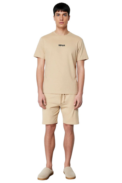 PayBuy Men's Slogan Printed Crew Neck Short Sleeve Cotton Pajama Set Functional Durable Stylish