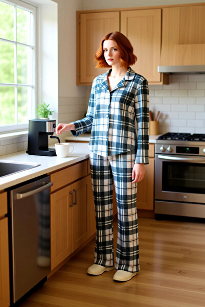 PayBuy Women's Plaid Pattern Shirt Collar Pajama Set Functional Durable Quality Comfortable Sports