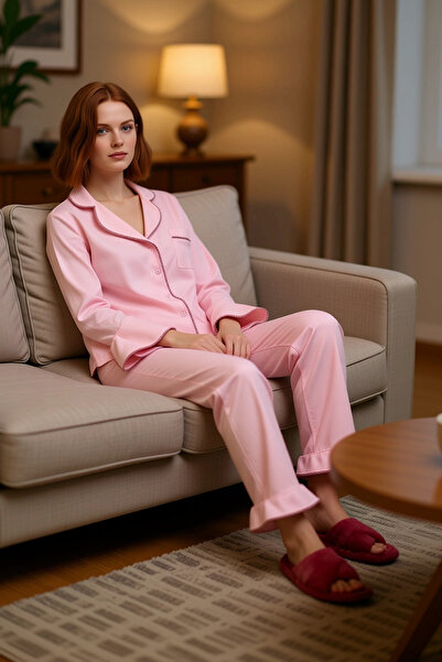 PayBuy Women's Shirt Collar Piped Pajama Set Functional Durable Quality Comfortable Aesthetic Stylish