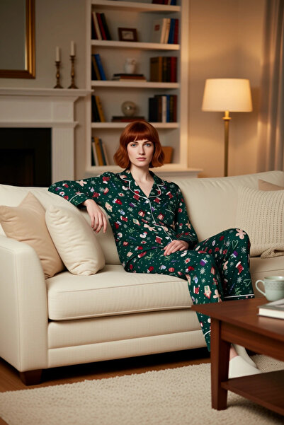 PayBuy Ženska crvena novogodišnja pidžama set Košulja kragna funkcionalan, iz...