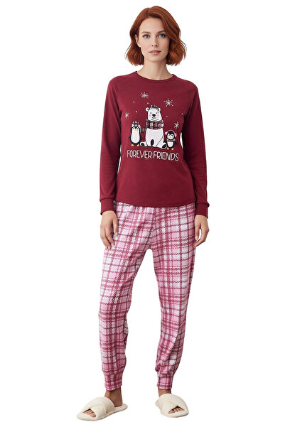 PayBuy Women's Teddy Bear Penguin Printed Plaid Pajama Set Functional Durable Quality Comfortable