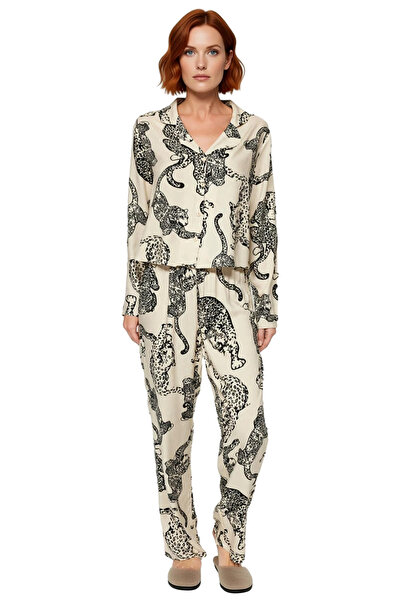 PayBuy Γυναικείο σετ πιτζάμες από βισκόζη με σχέδιο τίγρης ανθρακί, λειτουργικό, ανθεκτικό, ποιοτικό και άνετο