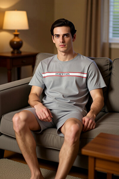 PayBuy Men's Crew Neck Printed Knitted Pajama Set Functional Durable Quality Comfortable Stylish