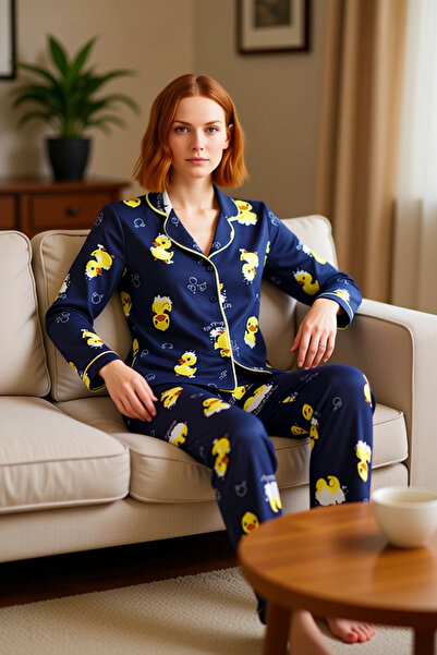 PayBuy Set de pijamale din bumbac cu model de rață pentru adolescenți, pentru...