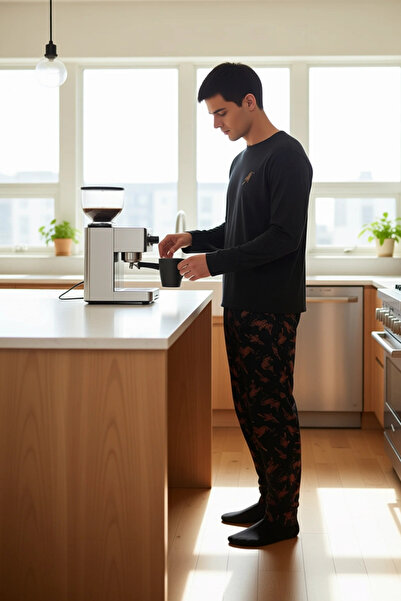 PayBuy Men's Animal Pattern Regular Fit Knitted Pajama Set Functional Durable Quality Aesthetic