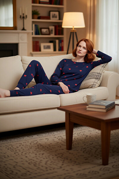 PayBuy Set pijamale pentru femei Heart guler rotund cu mânecă lungă, funcțional, durabil, de calitate, confortabil, elegant