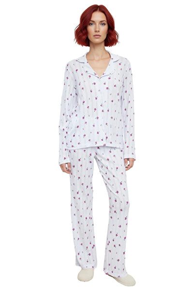 PayBuy Women's Floral Shirt Collar Pajama Set Functional Durable Quality Comfortable Aesthetic Stylish