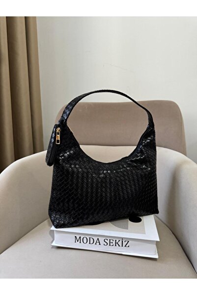 Moda Sekiz Women's Faux Leather Patterned Baguette Model Wallet Shoulder Bag with Accessories