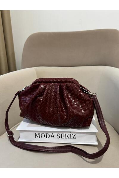 Moda Sekiz Women's Patterned Magnet Closure Scholarship Knitted Pattern Handbag and Crossbody Shoulder Bag